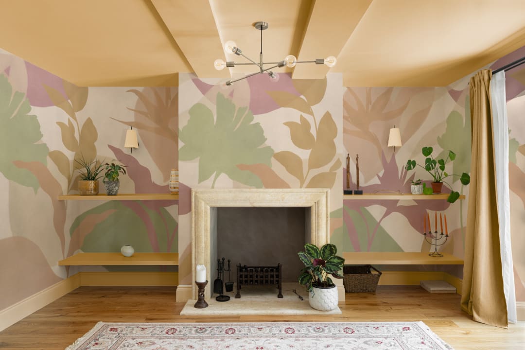 Bright Abstract Tropical Foliage Mural
