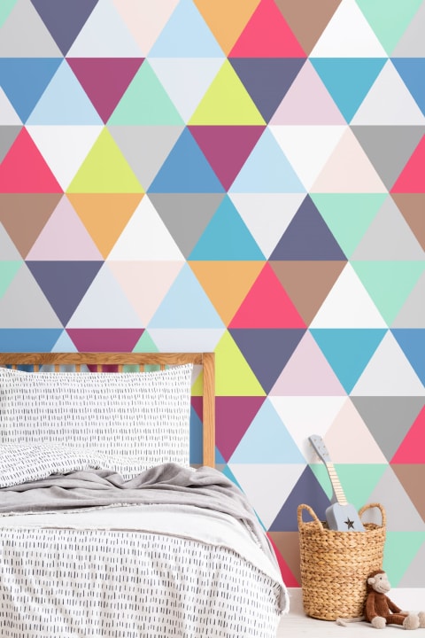 Multi-Colored Triangles Geometric Wallpaper Mural
