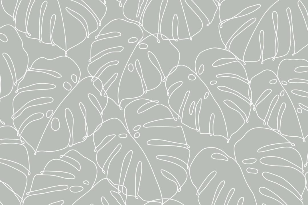 Green Monstera Leaf Line Drawing Repeat Pattern Wallpaper