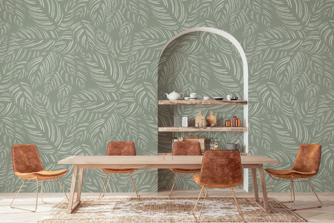 Green Calathea Leaf Pattern Wall Mural