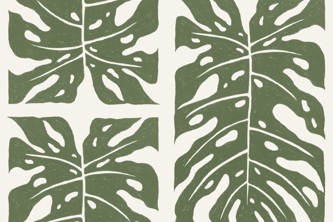 Green Repeat Tiled Monstera Leaf tapet vægmaleri