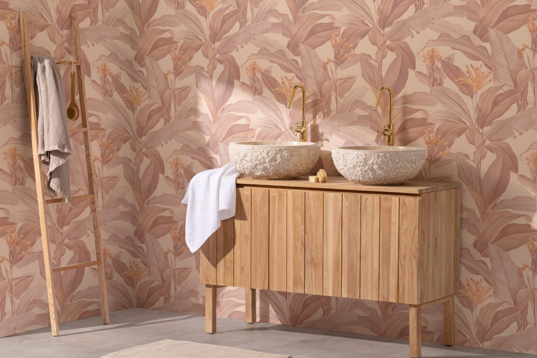 Botanist Blush Vintage Botanical Wallpaper in Soft Pink Floral Tones