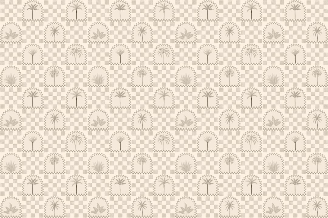 Neutral Mediterranean Palms Tile & Arch Mural