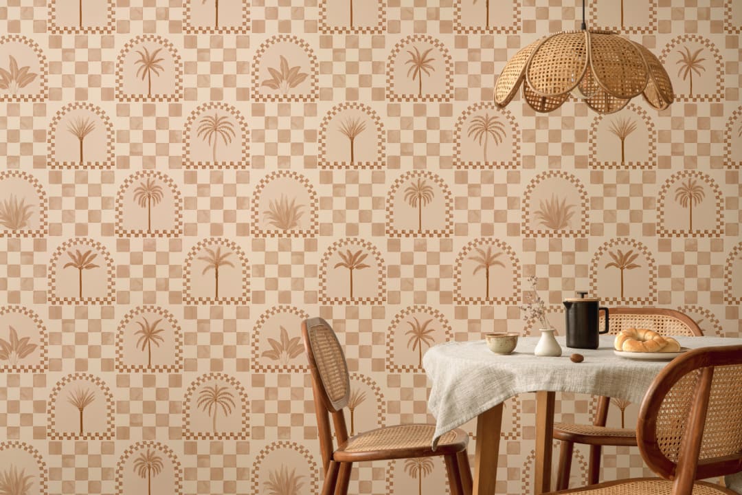 Terracotta Mediterranean Palms Tile & Arch Mural