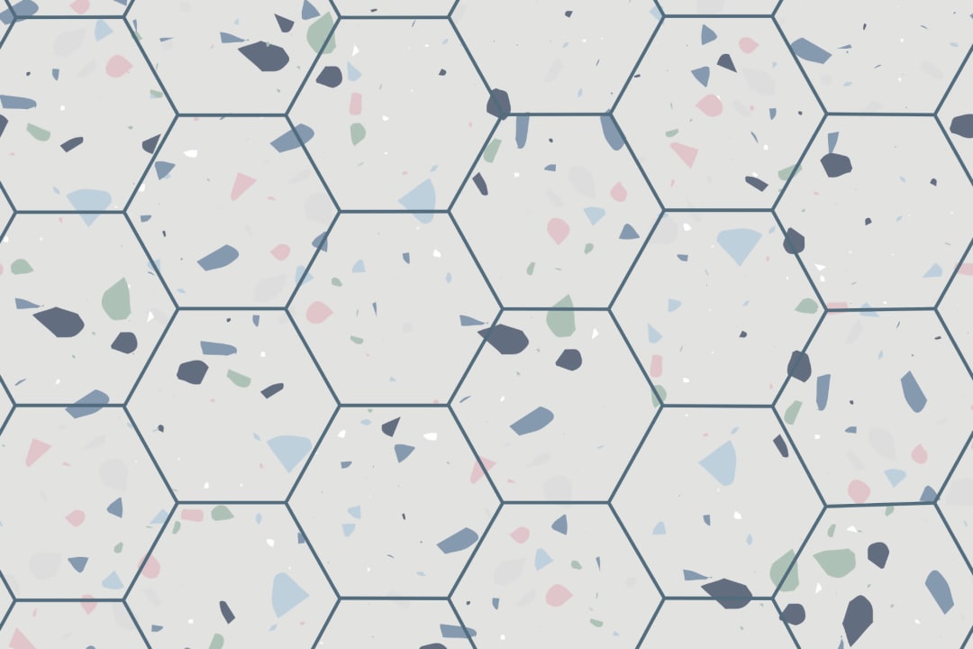 Hexagon Tile Terrazzo Pattern Wallpaper Mural