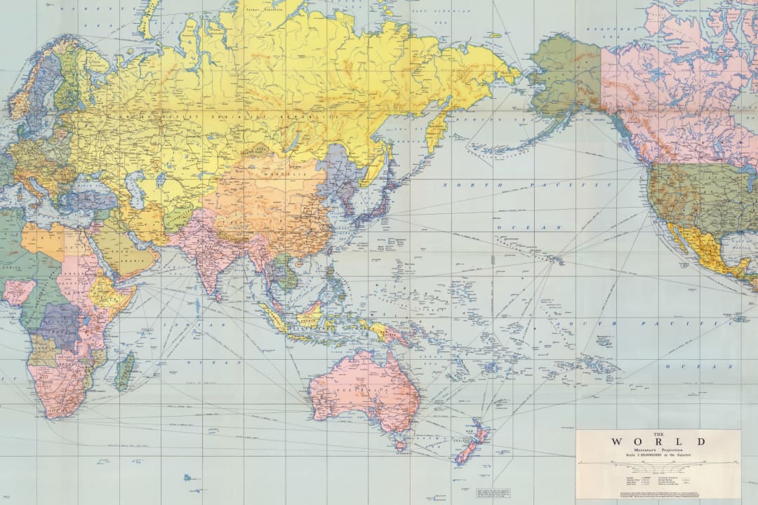 Vintage Pastel World Map Wallpaper Mural