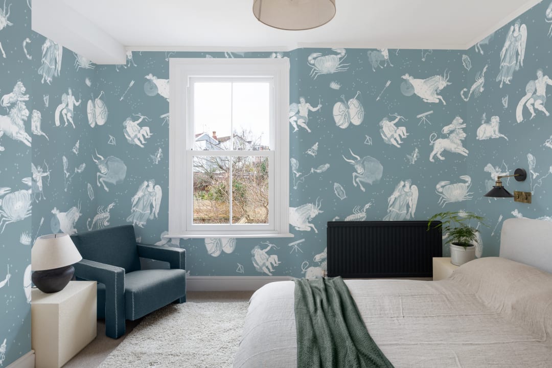 Blue Illustrated Astrological Star Signs Mural