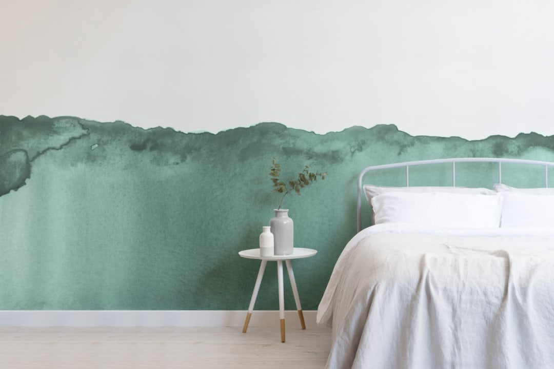 Mural Papel Pintado Acuarela de Onda Verde