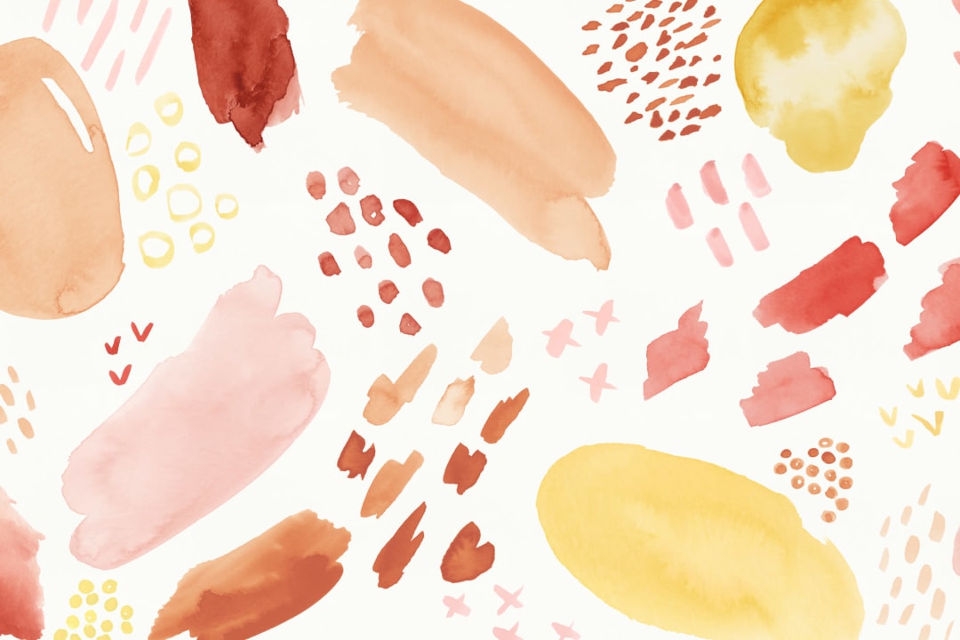 Peach & Orange Abstract Watercolor Brush Marks Wallpaper Mural