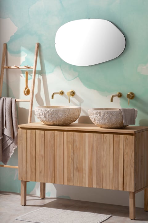 Pastel Green & Blue Ombre Watercolor Inkspill Wall Mural