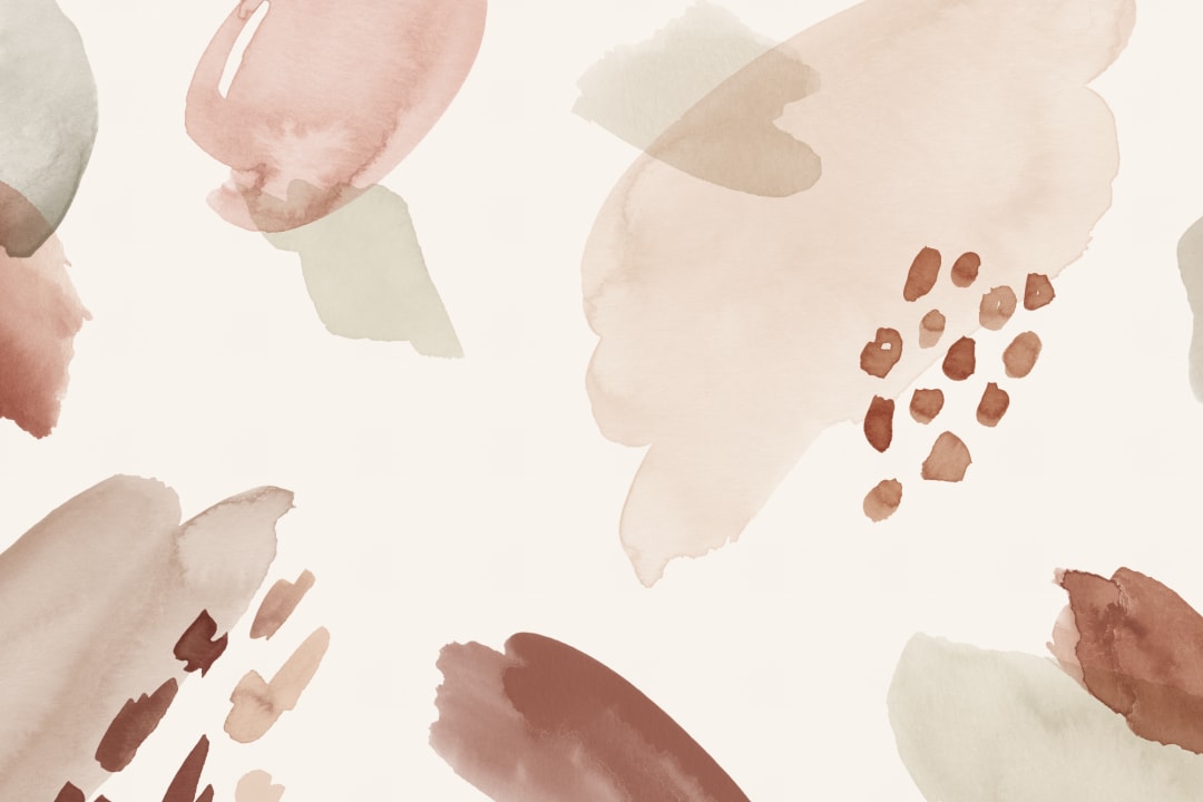 Abstract Watercolor Wall Mural with Hand-Painted Shapes in Terracotta