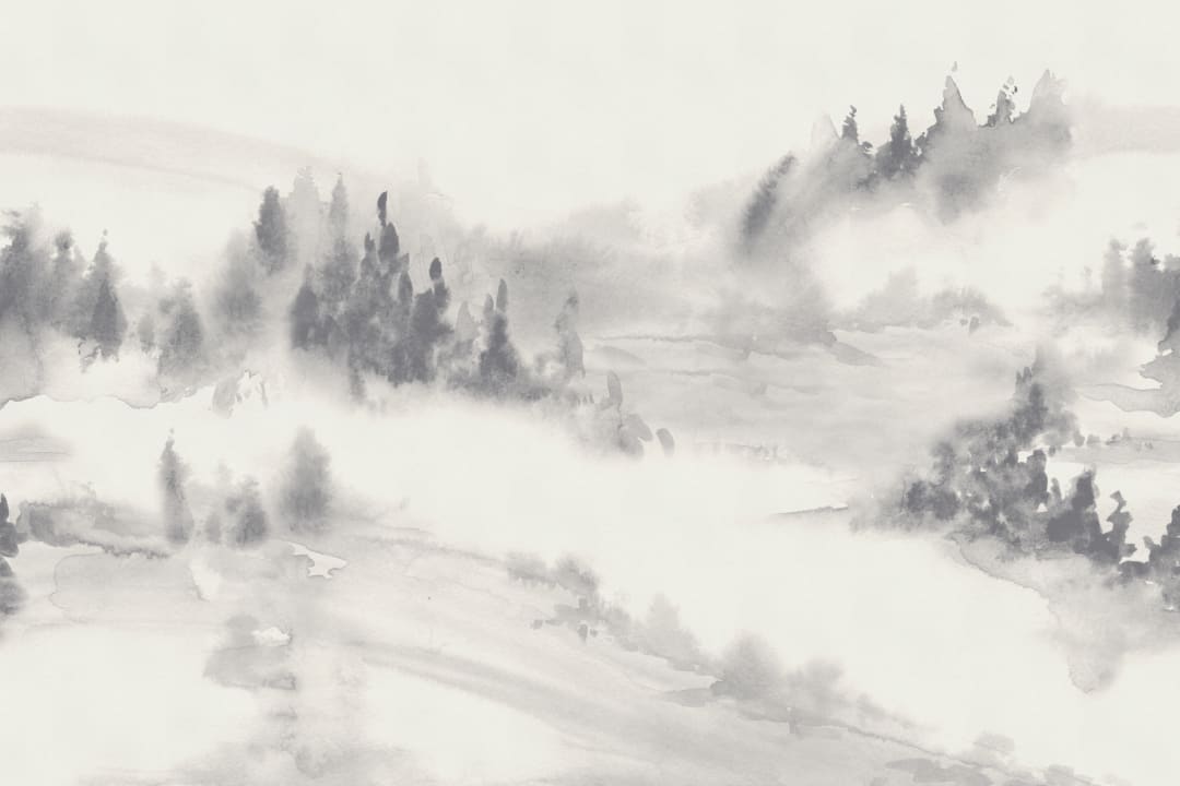 Grey Watercolor Forest Landscape Nature Wall Mural