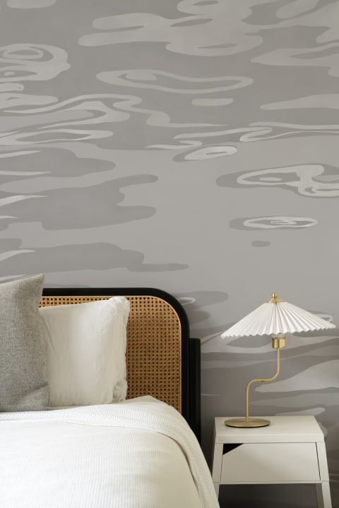 Neutral Hand Painted Water Rippling Effect Mural