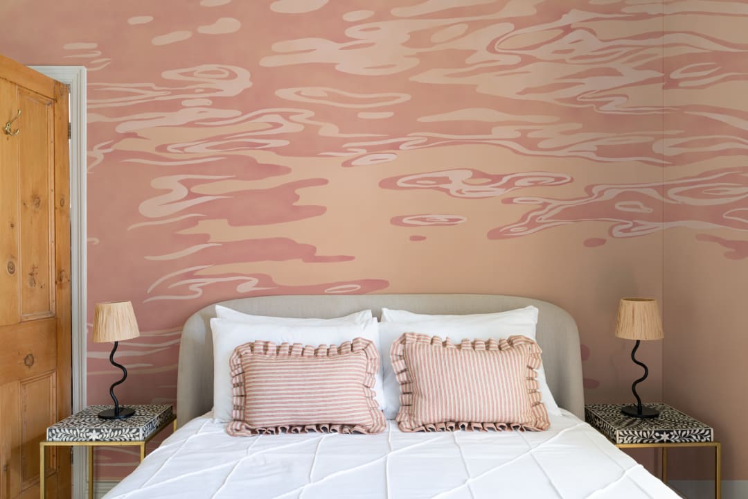 Peach Hand Painted Water Rippling Effect Mural