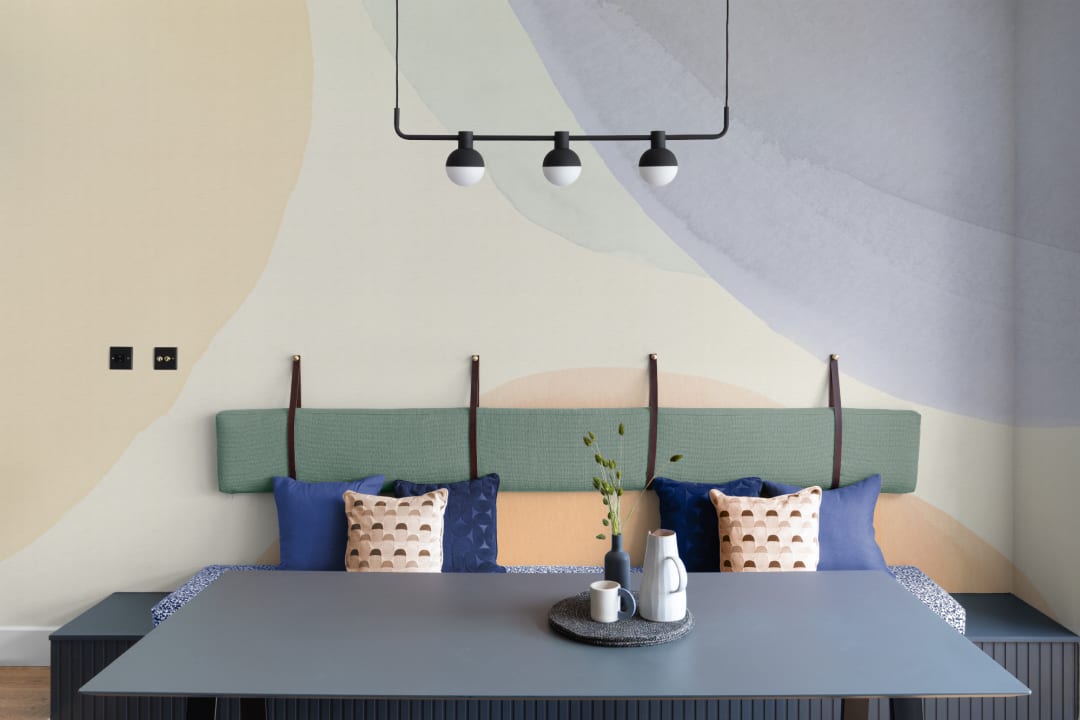 Bright Calming Watercolor Shapes Abstract Mural
