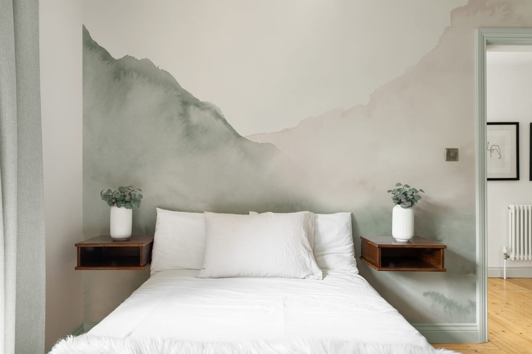 Green Surging Abstract Watercolor Mural