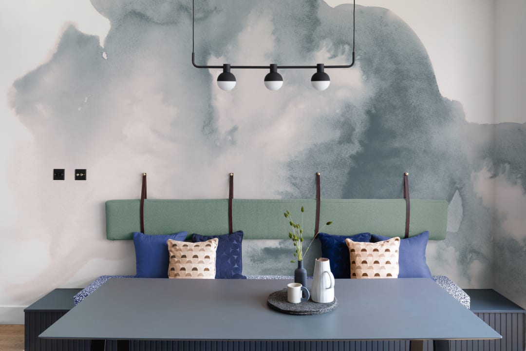 Blå overskyet abstrakt akvarel fototapet