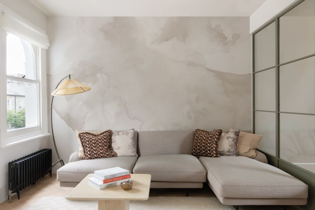 Beige Swilling Abstrakt akvarel fototapet