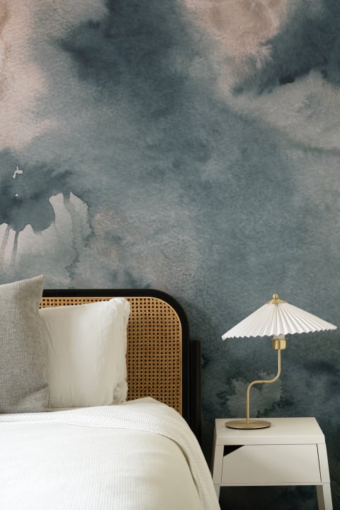Blue Swilling Abstract Watercolor Mural