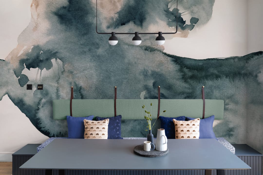 Blue Swilling Abstract Watercolor Mural