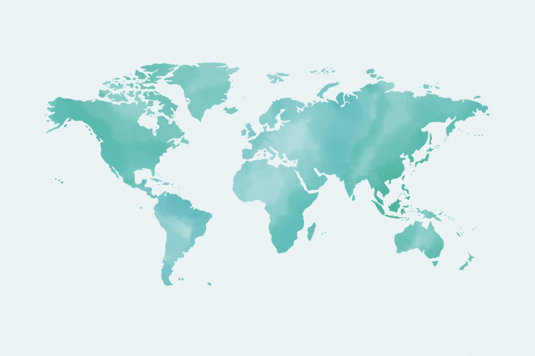 Turquoise Abstract Watercolor World Map Wallpaper Mural