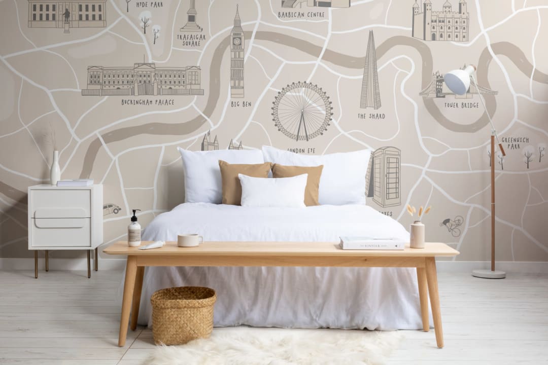 London City Street Map Illustrated Landmarks Wallpaper Mural