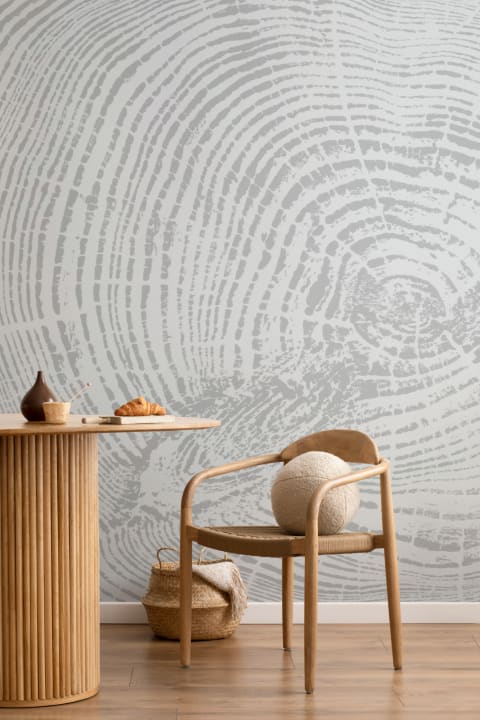 Light Gray Scandinavian Wood Print Wallpaper Mural