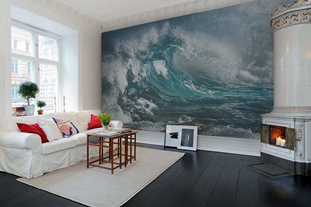 3d waves of the ocean landscape wall mural  TenStickers