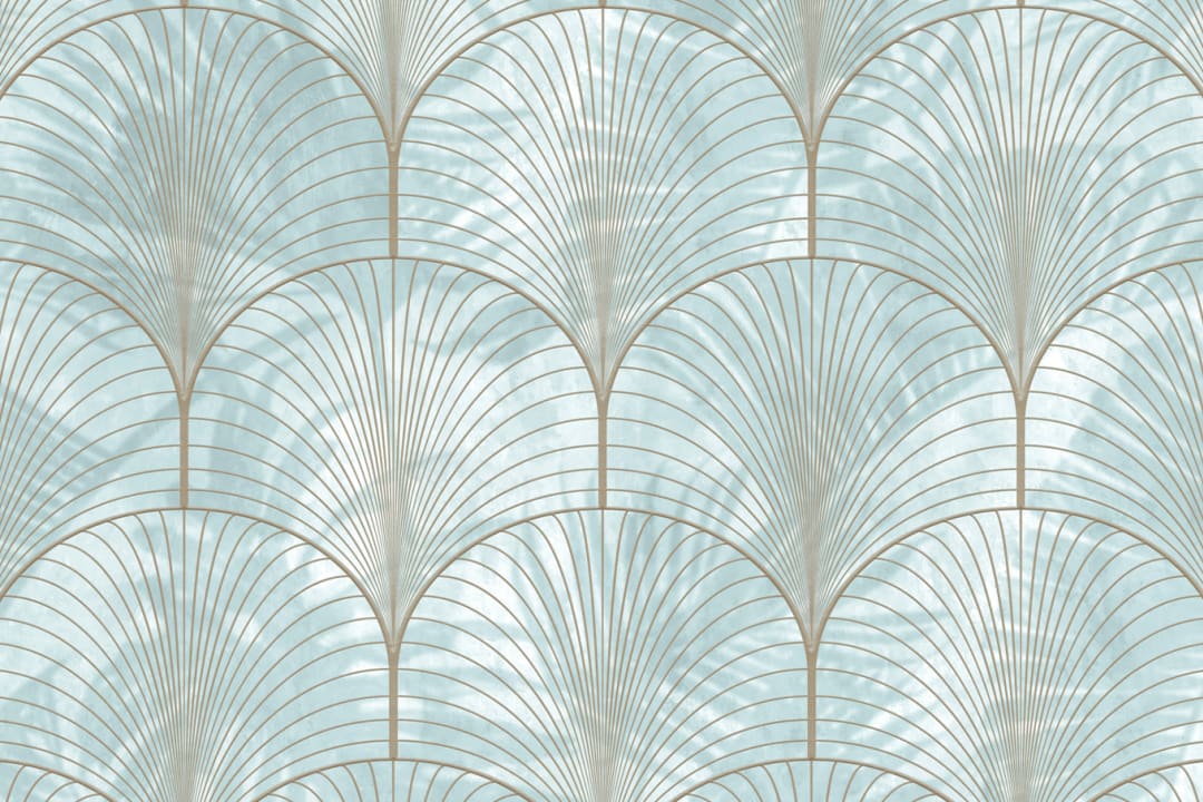 Art Deco Palms, Silver - Wallpaper