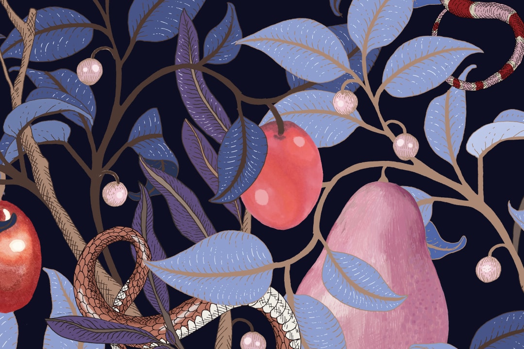 Fruit Garden Lilac Wallpaper Rebel Walls