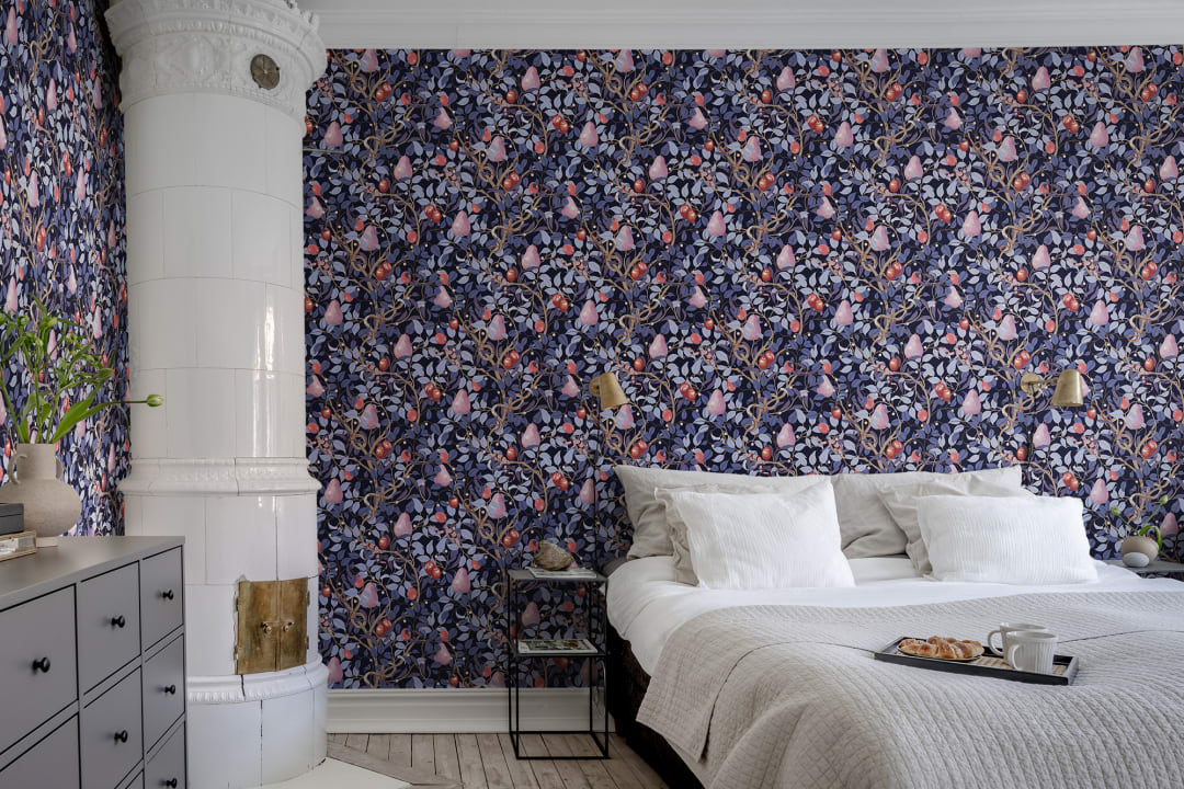 Fruit Garden Lilac Wallpaper Rebel Walls