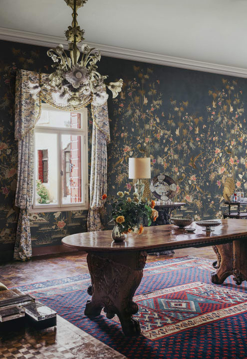 dining room wallpaper blue