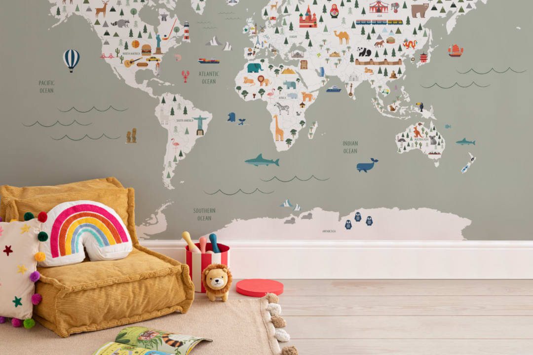Kids Map Wallpaper - Available In Peel & Stick - Hovia