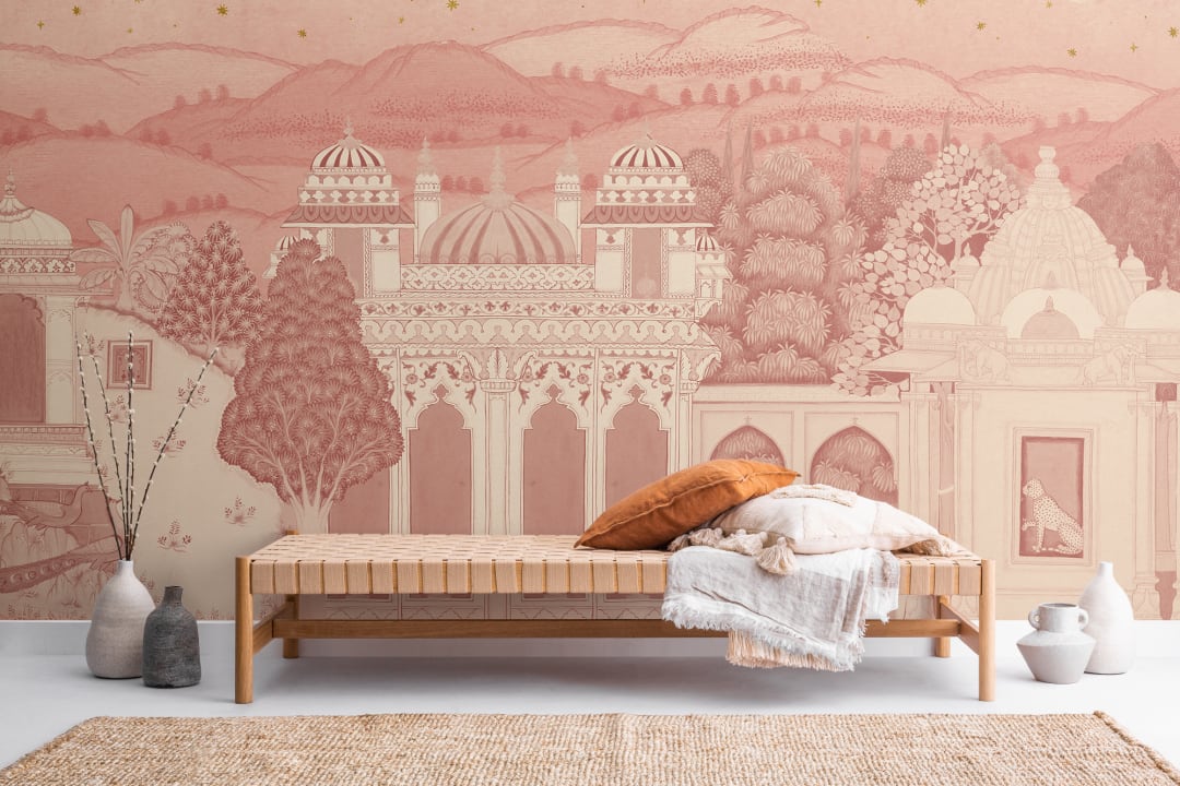papel pintado rosa brillante