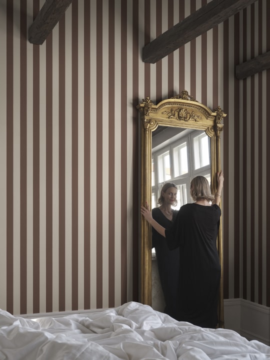 Papier Peint Intissé Marron Beige Effet Bois Structure Bois Géométrique
