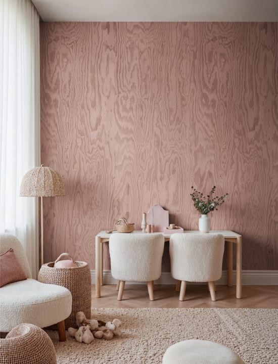 blush pink wallpaper living room