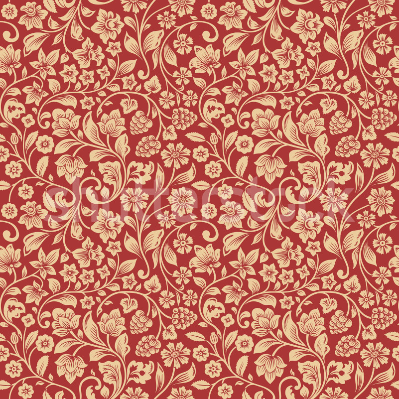 Red Floral Pattern Wallpaper