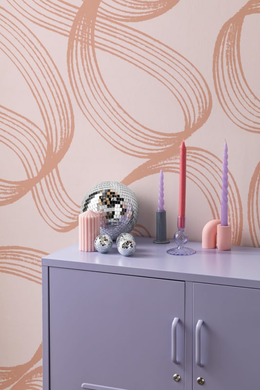 Pink & Orange 3D Effect Pattern Wall Mural - Hovia