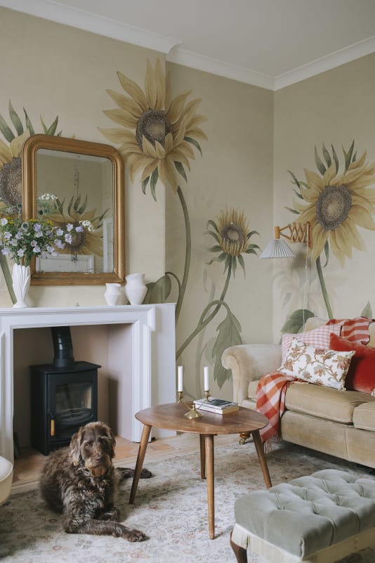sunflower wallpaper bedroom
