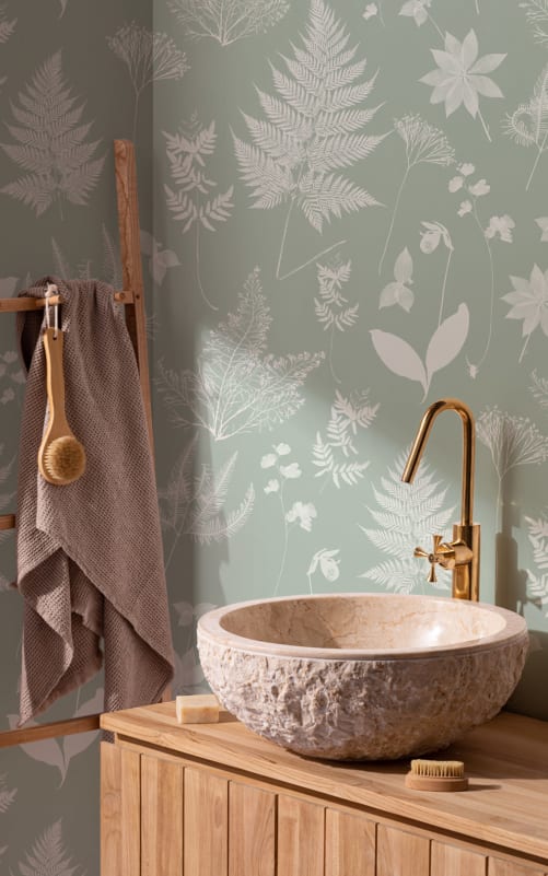 plant wallpaper for bathroom