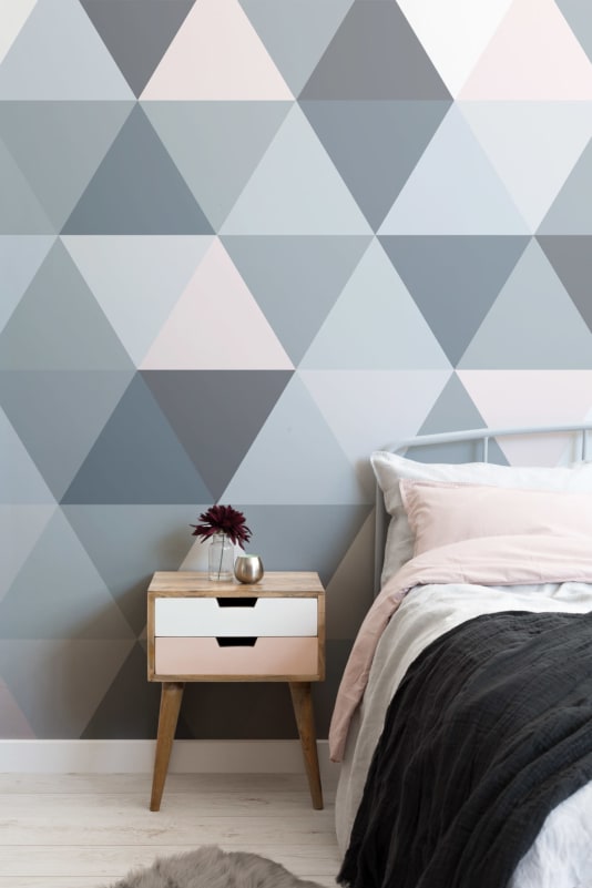 pink and grey triangle wallpaper