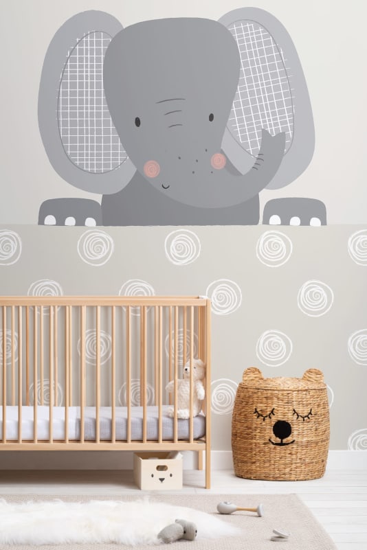 elephant wallpaper nursery