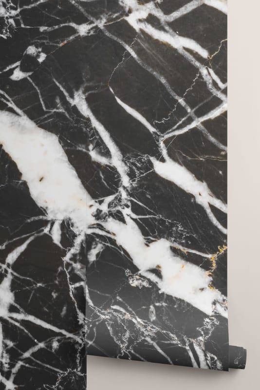 black and white marble effect wallpaper