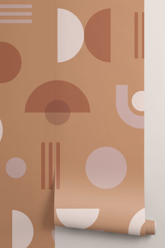 orange and white geometric wallpaper