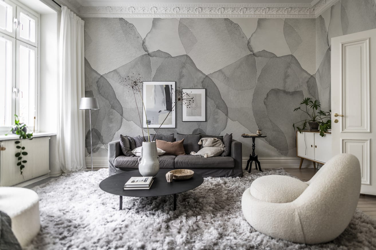 Petals, Graphite Wallpaper Rebel Walls