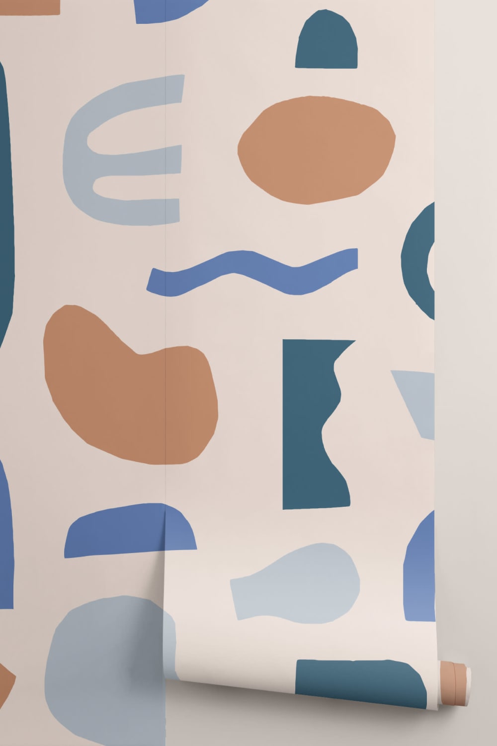 Blue & Neutral Abstract Shapes Wallpaper Mural