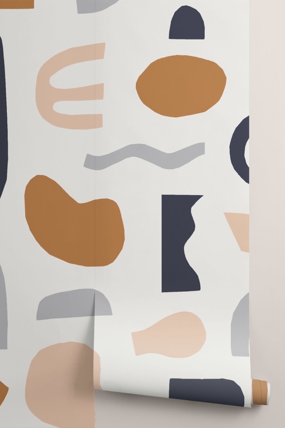 Navy & Neutral Abstract Shapes Wallpaper Mural