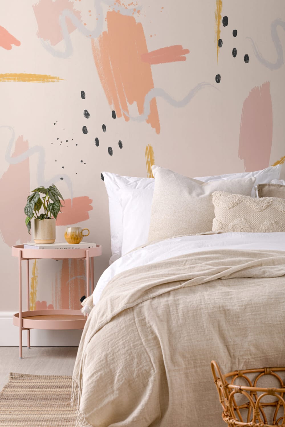 Peach Paint Brush Strokes Abstract Wallpaper Mural