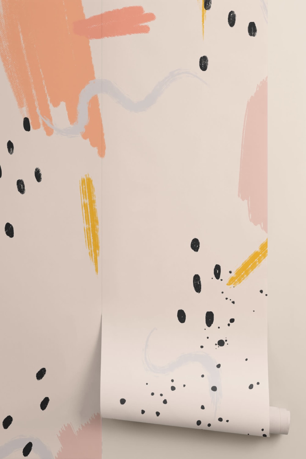 Peach Paint Brush Strokes Abstract Wallpaper Mural