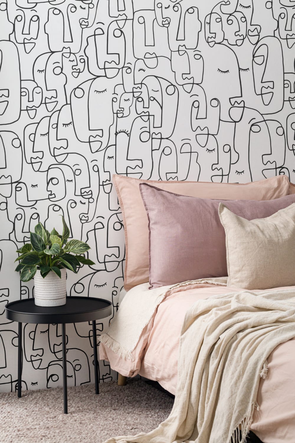 Mural Papel Pintado Perfiles de Caras Dibujadas